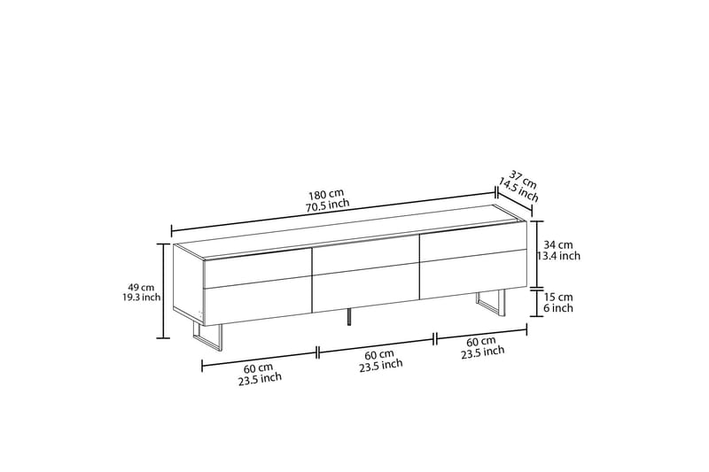 Sign TV-benk 180 cm - Svart/Eik - Møbler - TV- & Mediamøbler - TV benk & mediabenk