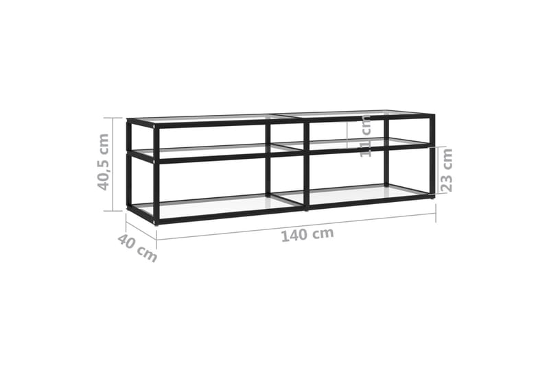 TV-benk gjennomsiktig 140x40x40,5 cm herdet glass - Gjennomsiktig - Møbler - TV- & Mediamøbler - TV benk & mediabenk