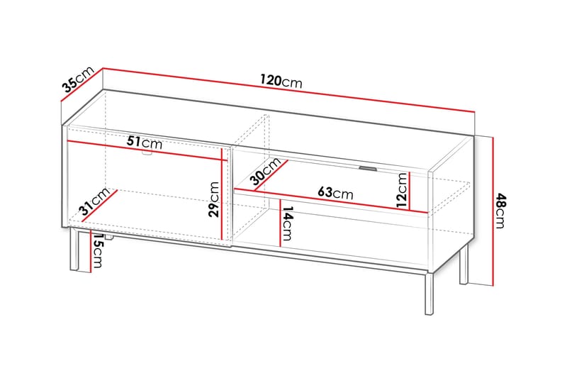 TV-benk Hermann 120 cm - Hvit - Møbler - TV- & Mediamøbler - TV benk & mediabenk