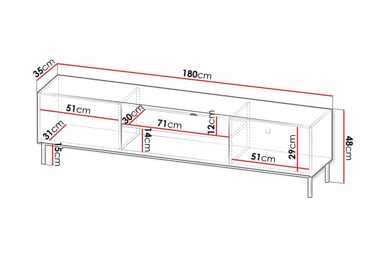 TV-benk Hermann 180 cm - Hvit - Møbler - TV- & Mediamøbler - TV benk & mediabenk