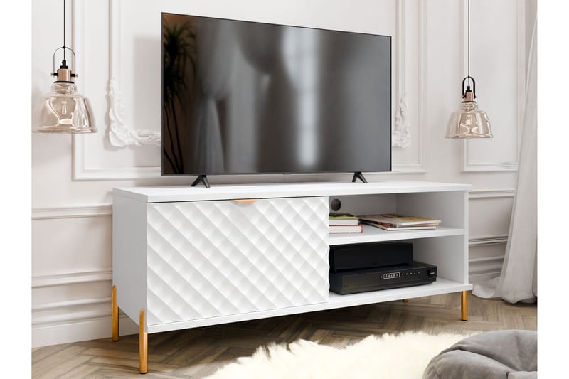 TV-benk Holmes 120 cm - Hvit - Møbler - TV- & Mediamøbler - TV benk & mediabenk