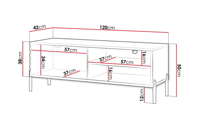 TV-benk Holmes 120 cm - Hvit - Møbler - TV- & Mediamøbler - TV benk & mediabenk