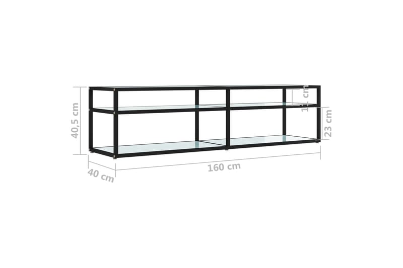 TV-benk hvit marmor 160x40x40,5 cm herdet glass - Hvit - Møbler - TV- & Mediamøbler - TV benk & mediabenk