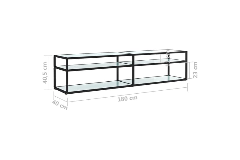 TV-benk hvit marmor 180x40x40,5 cm herdet glass - Hvit - Møbler - TV- & Mediamøbler - TV benk & mediabenk