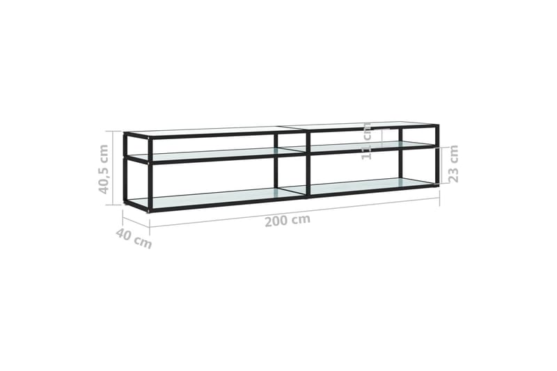 TV-benk hvit marmor 200x40x40,5 cm herdet glass - Hvit - Møbler - TV- & Mediamøbler - TV benk & mediabenk