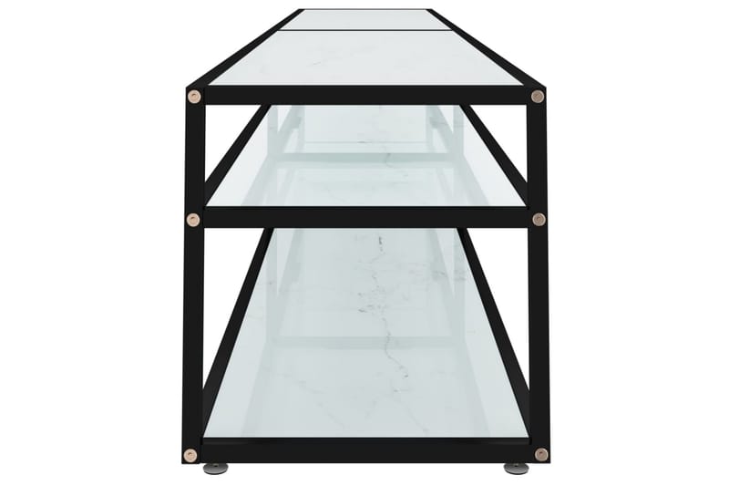 TV-benk hvit marmor 220x40x40,5 cm herdet glass - Hvit - Møbler - TV- & Mediamøbler - TV benk & mediabenk