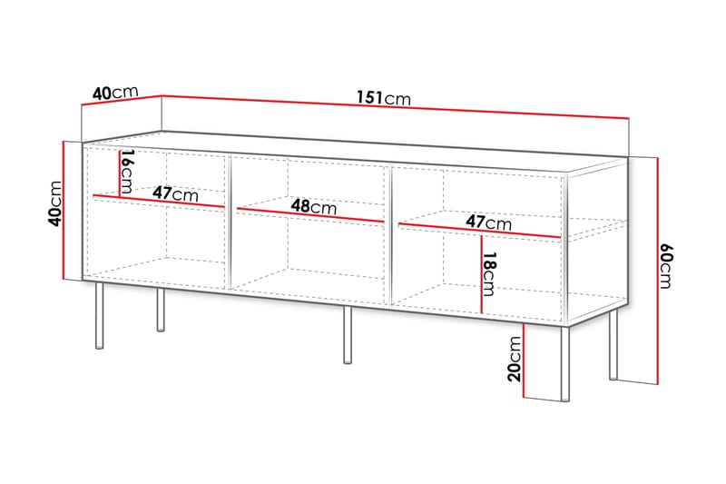 TV-benk Laholm 151 cm - Hvit - Møbler - TV- & Mediamøbler - TV benk & mediabenk