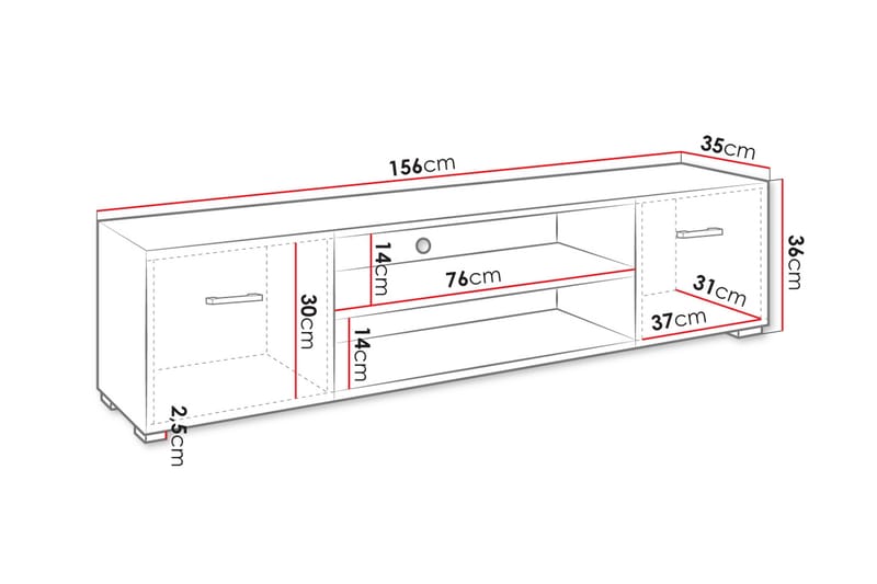 TV-benk Lindesberg 156 cm - Hvit - Møbler - TV- & Mediamøbler - TV benk & mediabenk