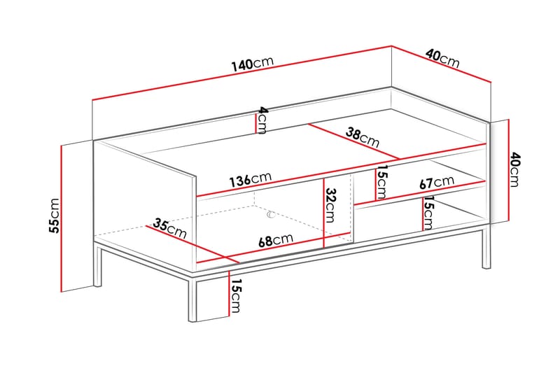 TV-benk Mariestad 140 cm - Grå - Møbler - TV- & Mediamøbler - TV benk & mediabenk