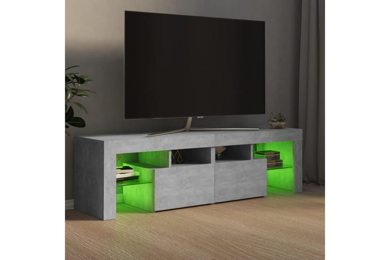 TV-benk med LED-lys betonggrå 140x35x40 cm - Grå - Møbler - TV- & Mediamøbler - TV benk & mediabenk