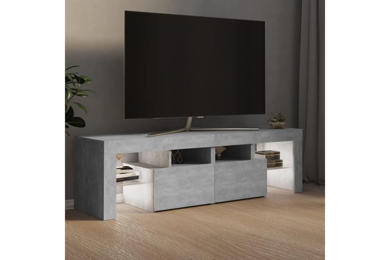 TV-benk med LED-lys betonggrå 140x35x40 cm - Grå - Møbler - TV- & Mediamøbler - TV benk & mediabenk