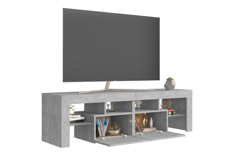 TV-benk med LED-lys betonggrå 140x35x40 cm - Grå - Møbler - TV- & Mediamøbler - TV benk & mediabenk