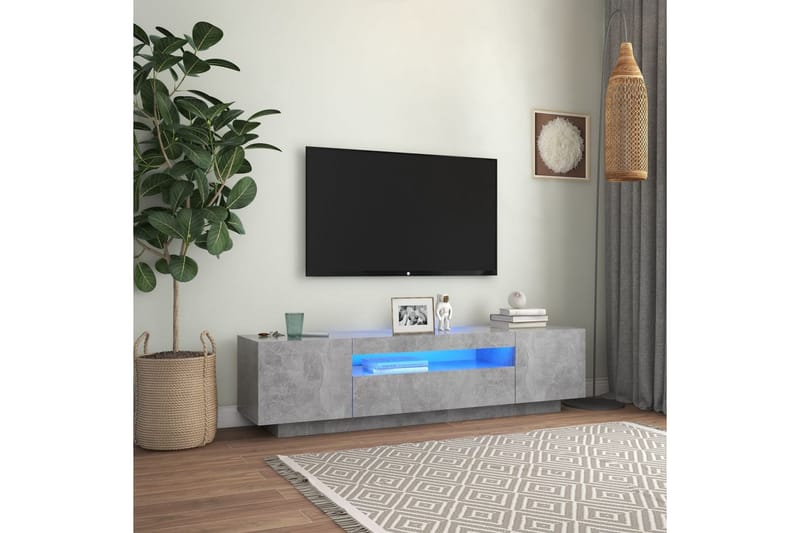 TV-benk med LED-lys betonggrå 160x35x40 cm - Grå - TV benk & mediabenk