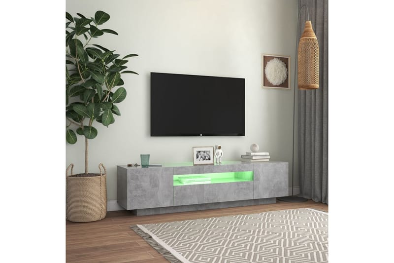 TV-benk med LED-lys betonggrå 160x35x40 cm - Grå - TV benk & mediabenk