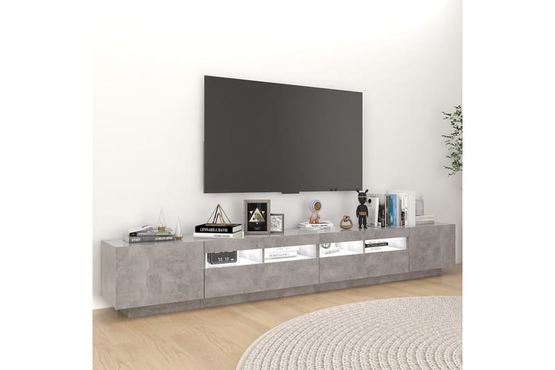 TV-benk med LED-lys betonggrå 260x35x40 cm - Grå - Møbler - TV- & Mediamøbler - TV benk & mediabenk