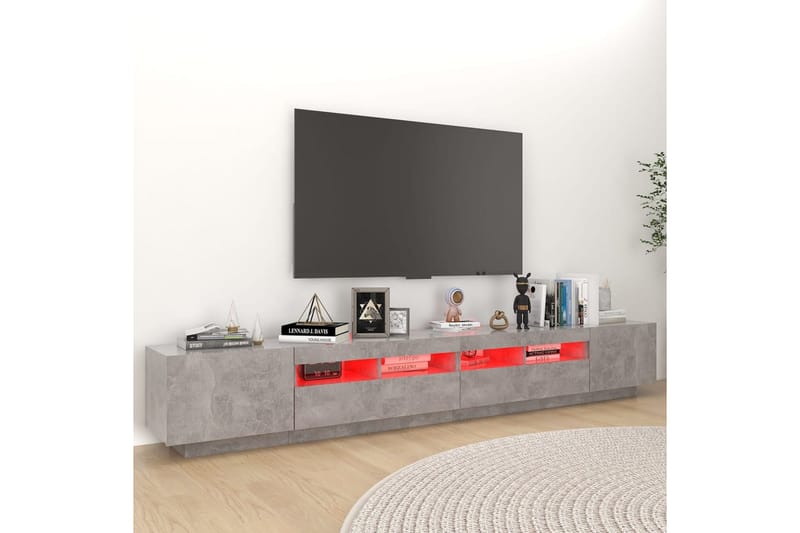 TV-benk med LED-lys betonggrå 260x35x40 cm - Grå - Møbler - TV- & Mediamøbler - TV benk & mediabenk