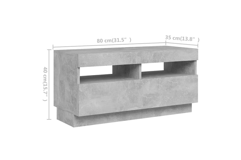 TV-benk med LED-lys betonggrå 260x35x40 cm - Grå - Møbler - TV- & Mediamøbler - TV benk & mediabenk