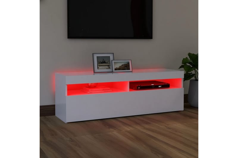 TV-benk med LED-lys hvit 120x35x40 cm - Hvit - Møbler - TV- & Mediamøbler - TV benk & mediabenk