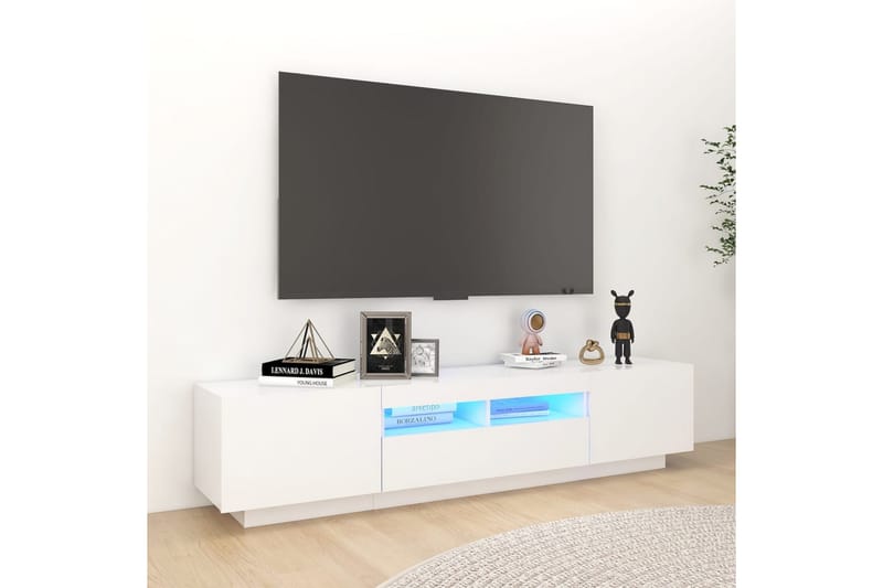 TV-benk med LED-lys hvit 180x35x40 cm - Hvit - Møbler - TV- & Mediamøbler - TV benk & mediabenk