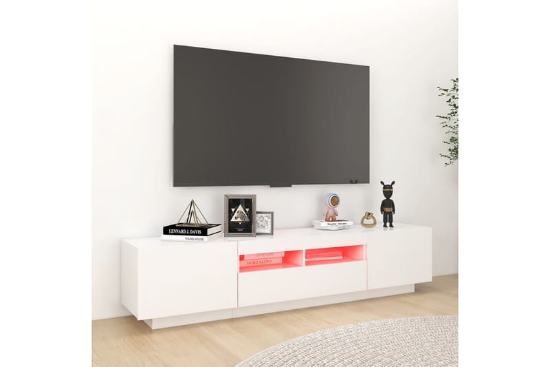 TV-benk med LED-lys hvit 180x35x40 cm - Hvit - Møbler - TV- & Mediamøbler - TV benk & mediabenk