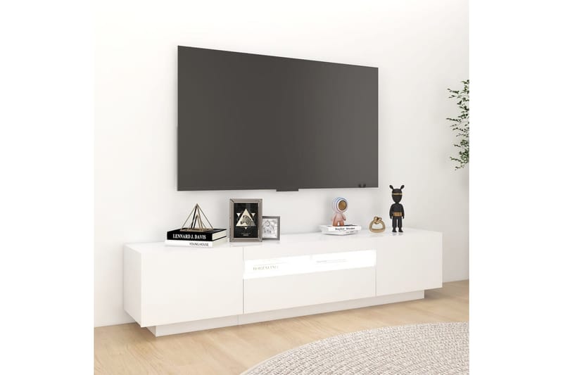 TV-benk med LED-lys hvit 180x35x40 cm - Hvit - Møbler - TV- & Mediamøbler - TV benk & mediabenk