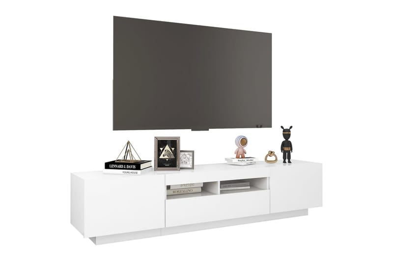 TV-benk med LED-lys hvit 180x35x40 cm - Hvit - Møbler - TV- & Mediamøbler - TV benk & mediabenk