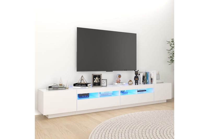 TV-benk med LED-lys hvit 260x35x40 cm - Hvit - Møbler - TV- & Mediamøbler - TV benk & mediabenk