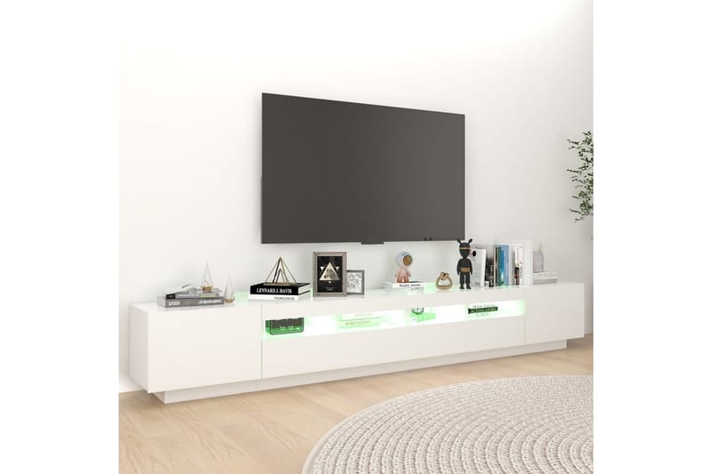 TV-benk med LED-lys hvit 260x35x40 cm - Hvit - Møbler - TV- & Mediamøbler - TV benk & mediabenk