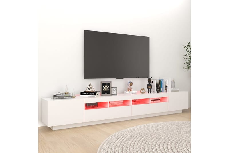 TV-benk med LED-lys hvit 260x35x40 cm - Hvit - Møbler - TV- & Mediamøbler - TV benk & mediabenk