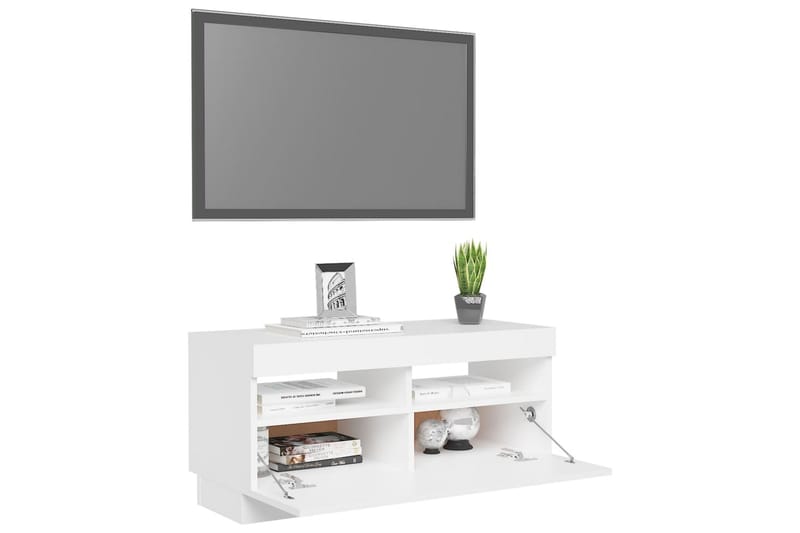 TV-benk med LED-lys hvit 80x35x40 cm - Hvit - Møbler - TV- & Mediamøbler - TV benk & mediabenk