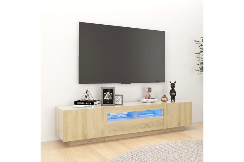 TV-benk med LED-lys sonoma eik 180x35x40 cm - Brun - Møbler - TV- & Mediamøbler - TV benk & mediabenk