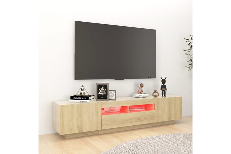 TV-benk med LED-lys sonoma eik 180x35x40 cm - Brun - Møbler - TV- & Mediamøbler - TV benk & mediabenk