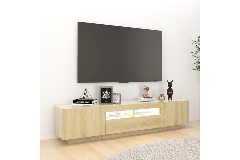 TV-benk med LED-lys sonoma eik 180x35x40 cm - Brun - Møbler - TV- & Mediamøbler - TV benk & mediabenk