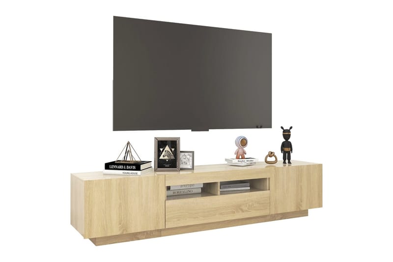 TV-benk med LED-lys sonoma eik 180x35x40 cm - Brun - Møbler - TV- & Mediamøbler - TV benk & mediabenk