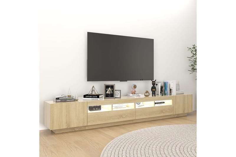 TV-benk med LED-lys sonoma eik 260x35x40 cm - Brun - Møbler - TV- & Mediamøbler - TV benk & mediabenk