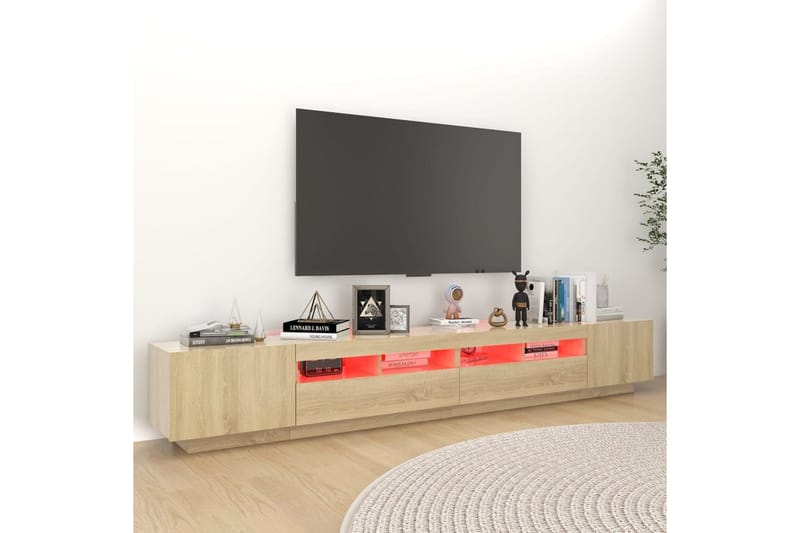 TV-benk med LED-lys sonoma eik 260x35x40 cm - Brun - Møbler - TV- & Mediamøbler - TV benk & mediabenk