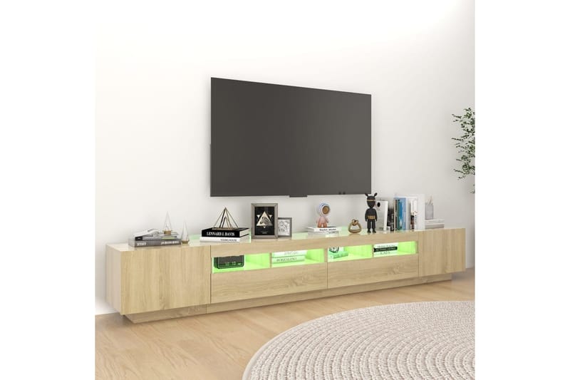 TV-benk med LED-lys sonoma eik 260x35x40 cm - Brun - Møbler - TV- & Mediamøbler - TV benk & mediabenk