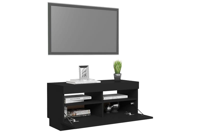 TV-benk med LED-lys svart 80x35x40 cm - Svart - Møbler - TV- & Mediamøbler - TV benk & mediabenk