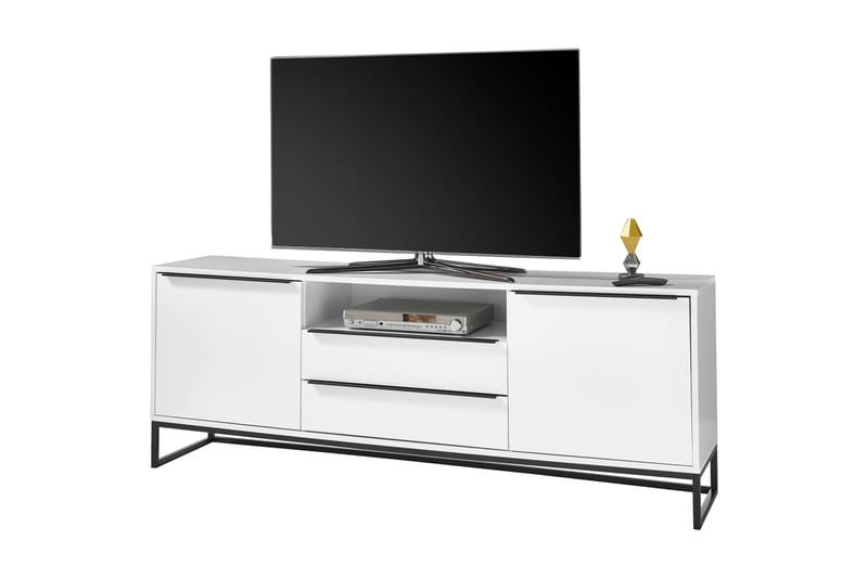 Lowboard Nieco 184 cm - Hvit | Svart - Møbler - TV- & Mediamøbler - TV benk & mediabenk