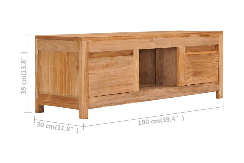 TV-benk 100x30x35 cm heltre teak - Møbler - TV- & Mediamøbler - TV benk & mediabenk