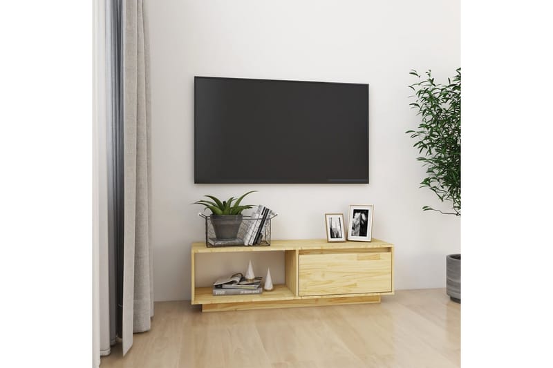 TV-benk 110x30x33,5 cm heltre furu - Brun - Møbler - TV- & Mediamøbler - TV benk & mediabenk