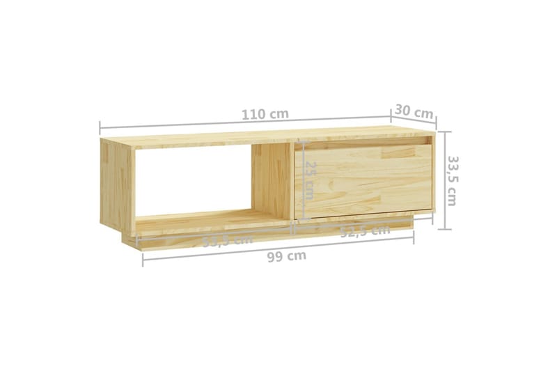 TV-benk 110x30x33,5 cm heltre furu - Brun - Møbler - TV- & Mediamøbler - TV benk & mediabenk