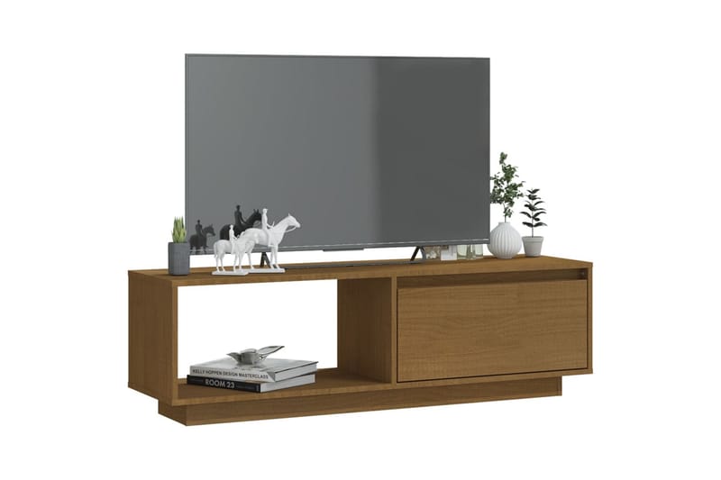 TV-benk 110x30x33,5 cm heltre furu honningbrun - Brun - Møbler - TV- & Mediamøbler - TV benk & mediabenk