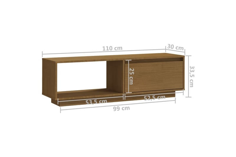 TV-benk 110x30x33,5 cm heltre furu honningbrun - Brun - Møbler - TV- & Mediamøbler - TV benk & mediabenk