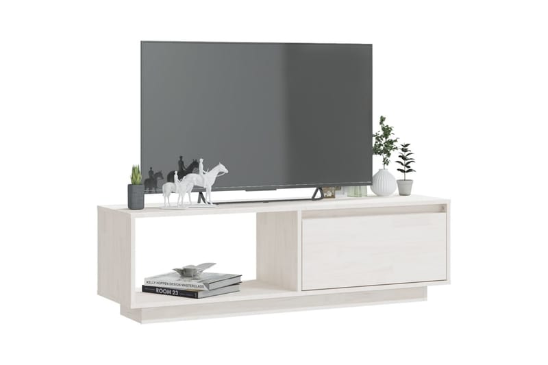 TV-benk 110x30x33,5 cm heltre furu hvit - Hvit - Møbler - TV- & Mediamøbler - TV benk & mediabenk