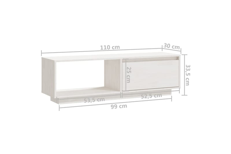 TV-benk 110x30x33,5 cm heltre furu hvit - Hvit - Møbler - TV- & Mediamøbler - TV benk & mediabenk