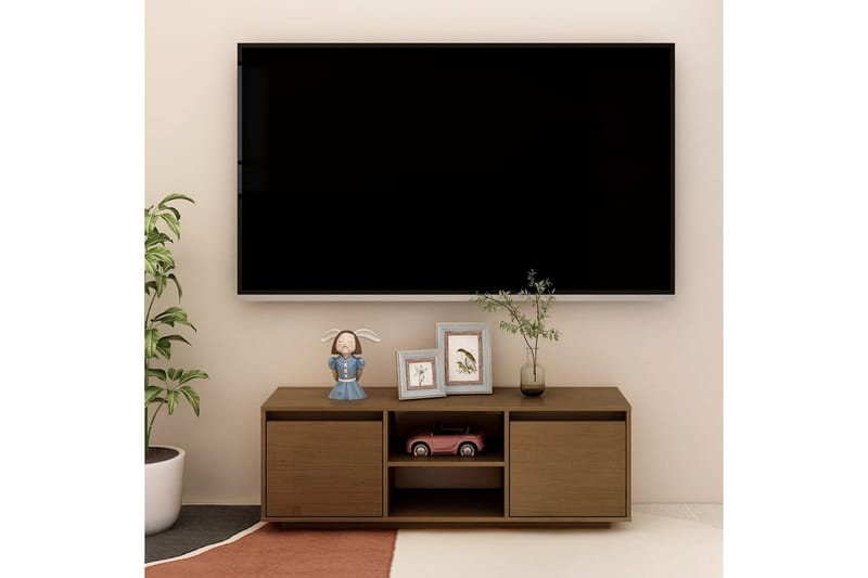 TV-benk 110x30x40 cm heltre furu honningbrun - Brun - Møbler - TV- & Mediamøbler - TV benk & mediabenk