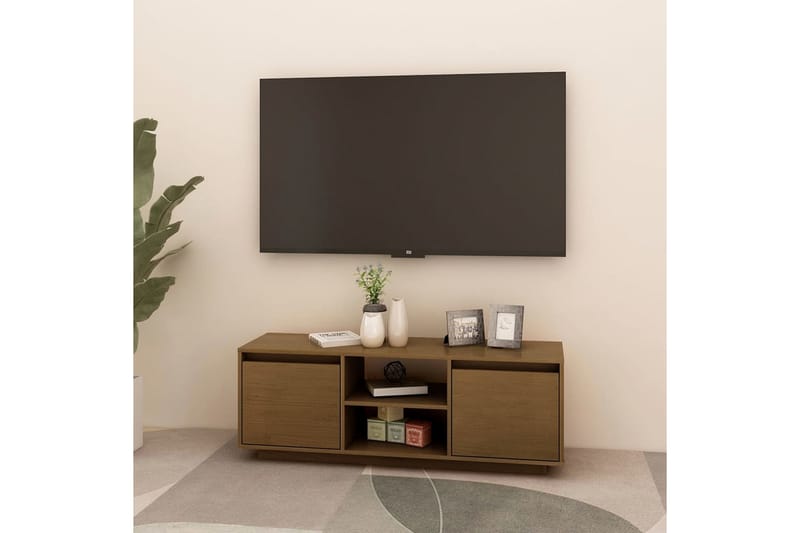 TV-benk 110x30x40 cm heltre furu honningbrun - Brun - Møbler - TV- & Mediamøbler - TV benk & mediabenk