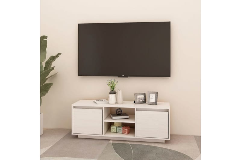 TV-benk 110x30x40 cm heltre furu hvit - Hvit - Møbler - TV- & Mediamøbler - TV benk & mediabenk