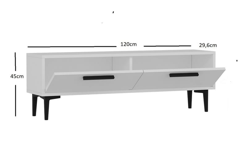 TV-benk 120 cm 2 Skap - Hvit/Svart - Møbler - TV- & Mediamøbler - TV benk & mediabenk